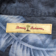 Chemise hawaïenne Tommy Bahama M bleu marine fleurie 100% soie manches courtes