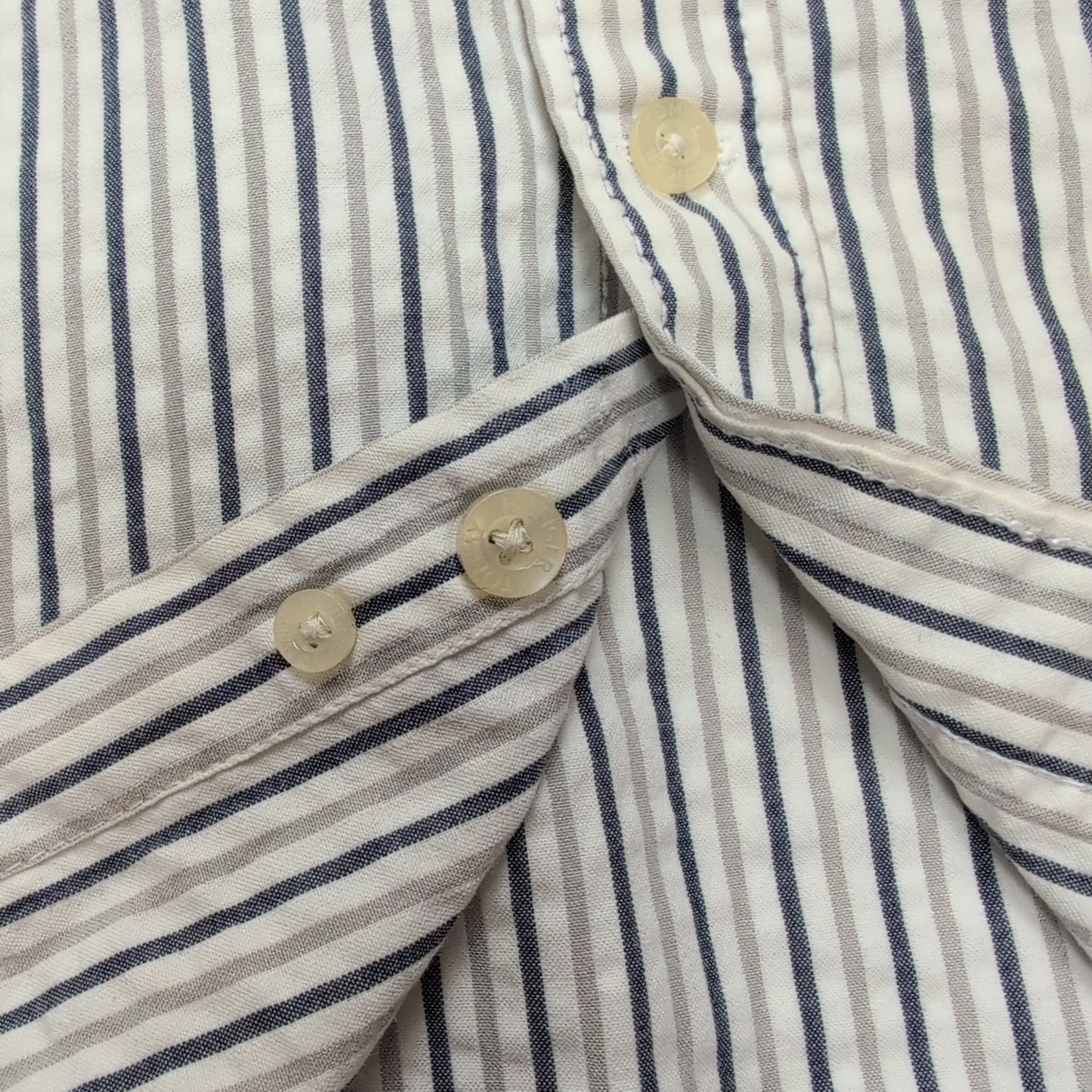 Chemise Tommy Hilfiger Manches Courtes Grise et Blanche à Rayures Taille L