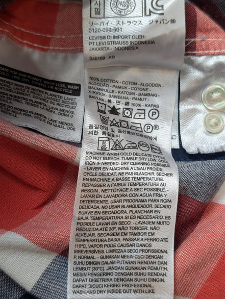 Chemise Levi's à Carreaux Rouge Blanc Bleu - Effet Lin Manches Longues T.XL