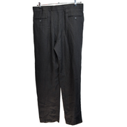 Pantalon Mani 100% Lin Noir Chino à Pinces Made in Italy Neuf W36