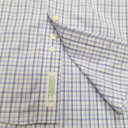 Chemise Brooks Brothers USA L Bleu Carreaux 100% Coton Made in Malaysia
