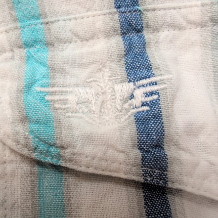 Chemise Dockers Rayures Bleu Ciel et Blanc Taille L Coton Manches courtes Poche