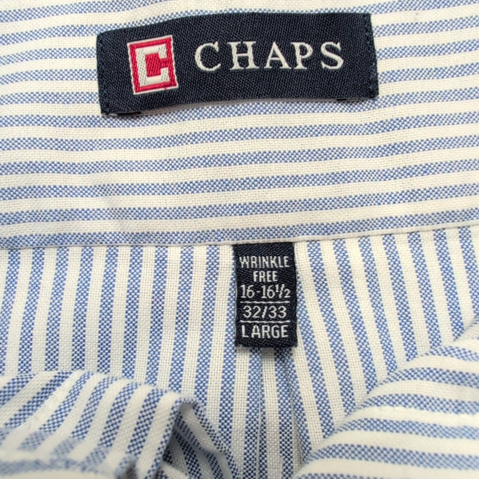 Chemise Chaps Oxford Bleue à Rayures manches longues Taille L/XL