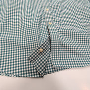 Chemise L.L.Bean M Verte Blanche Carreaux Manches Courtes 100% Coton