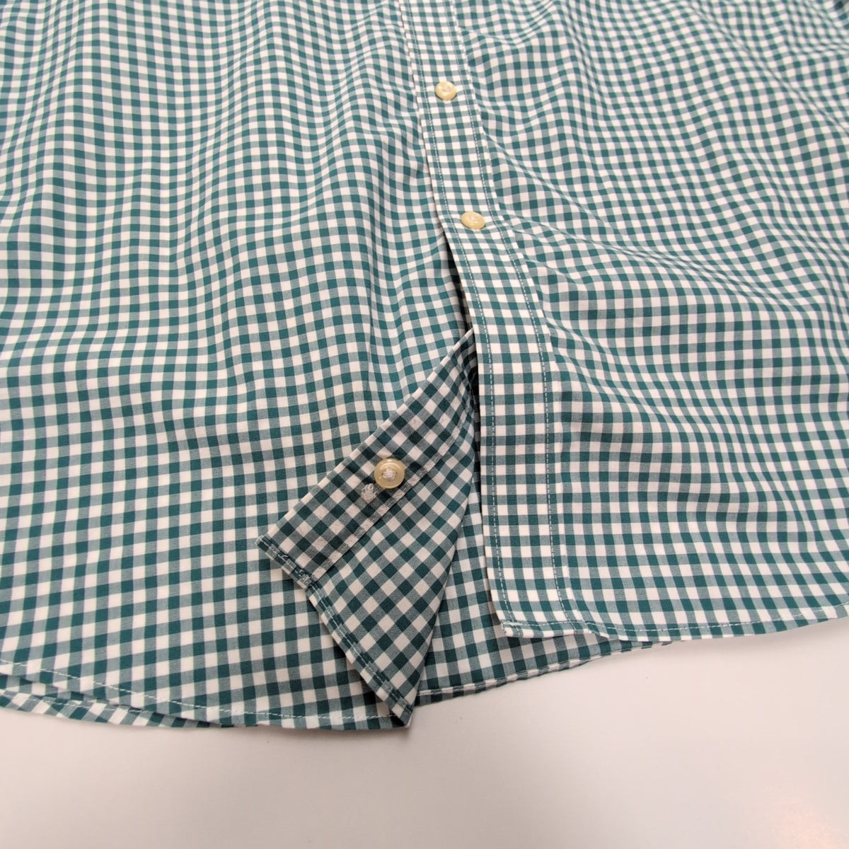 Chemise L.L.Bean M Verte Blanche Carreaux Manches Courtes 100% Coton