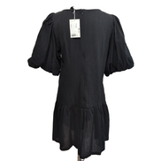 Robe MONKI T.M Noire Coton Manches Bouffantes Neuve Avec Étiquette