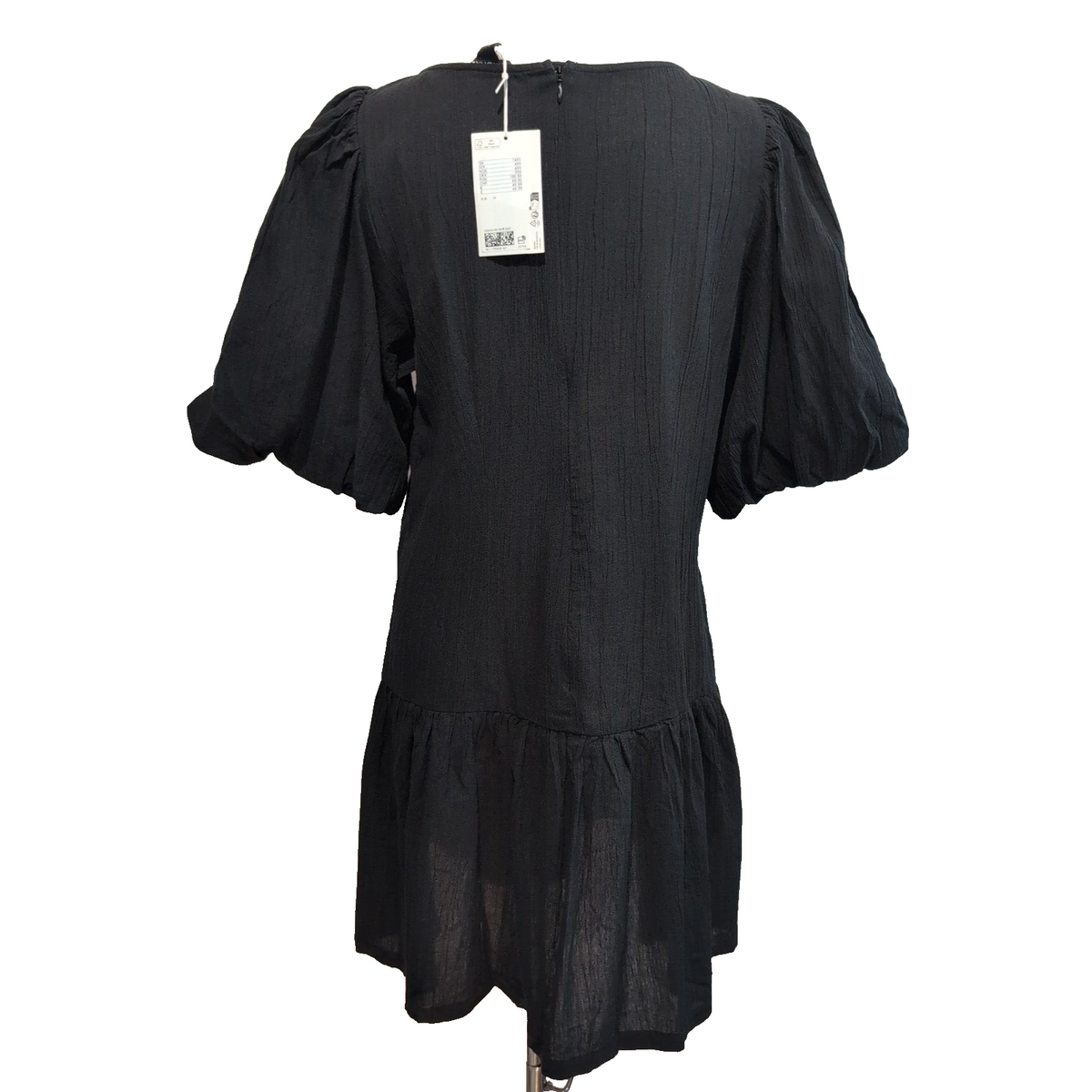 Robe MONKI T.M Noire Coton Manches Bouffantes Neuve Avec Étiquette