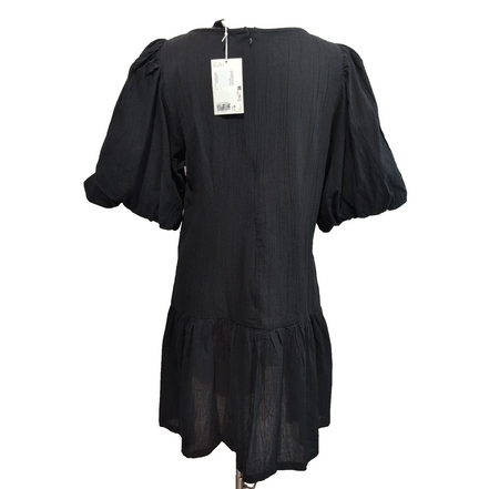 Robe MONKI T.M Noire Coton Manches Bouffantes Neuve Avec Étiquette