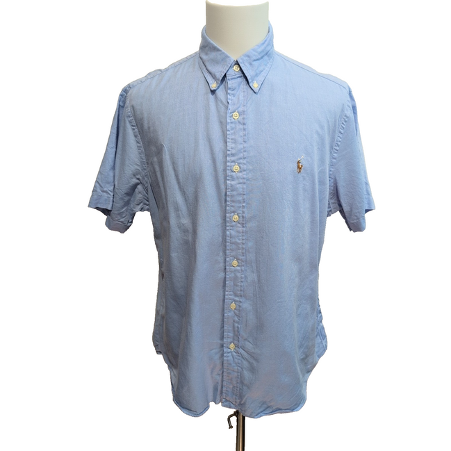 Chemise Ralph Lauren Slim Fit XL Chambray Oxford Bleu Manches courtes