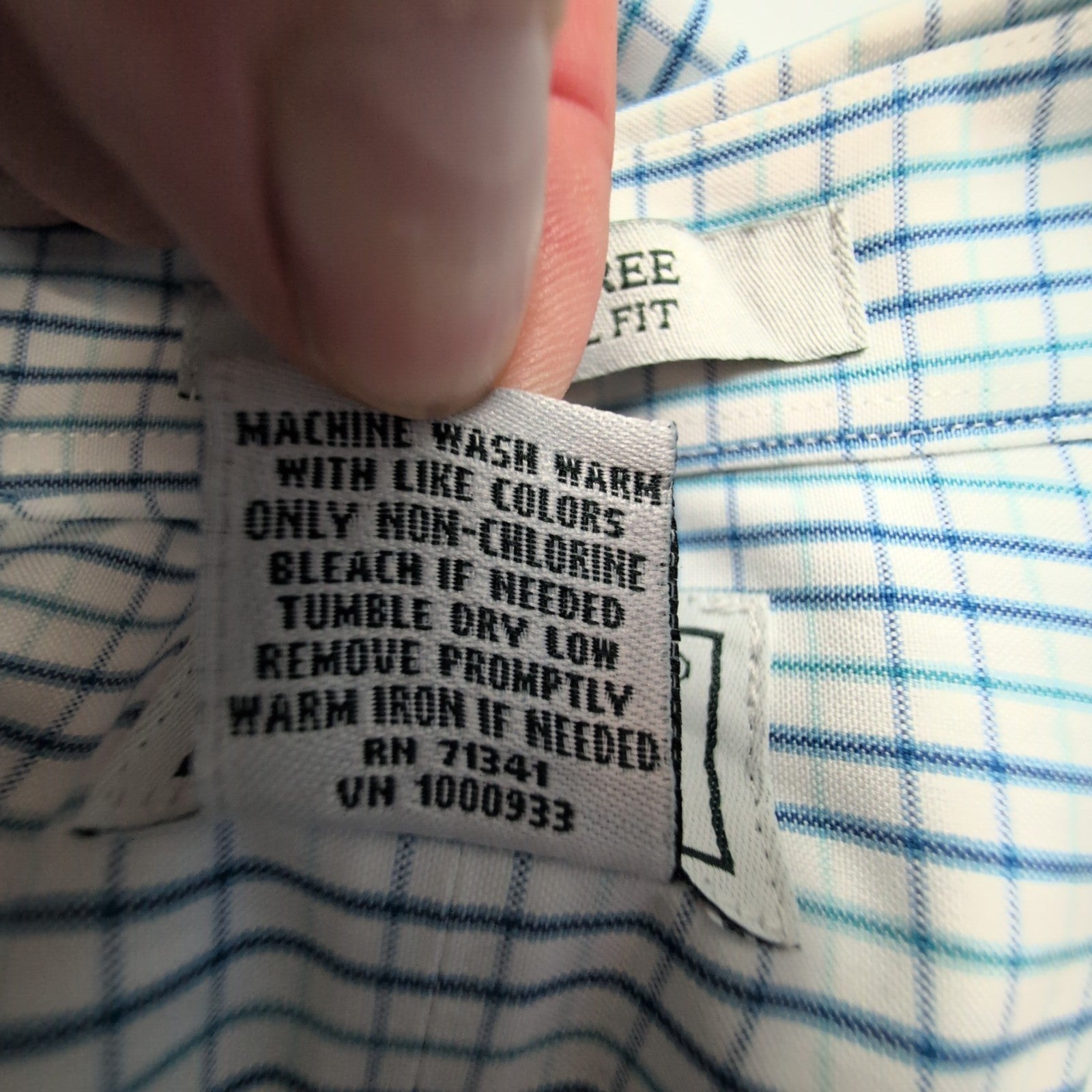 Chemise L.L. Bean blanche à carreaux bleu et vert 1 poche taille L/XL