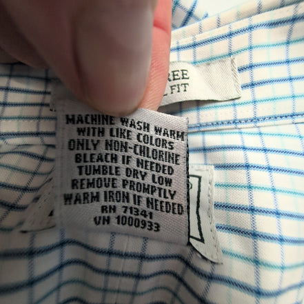 Chemise L.L. Bean blanche à carreaux bleu et vert 1 poche taille L/XL