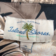 Chemise Hawaïenne Island Shores XL Noir Marron Palmiers Ananas Coton