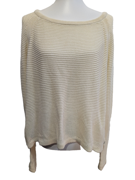 Pull Ralph Lauren femme (Lauren) Blanc Écru Col Rond 100% Coton Active XL