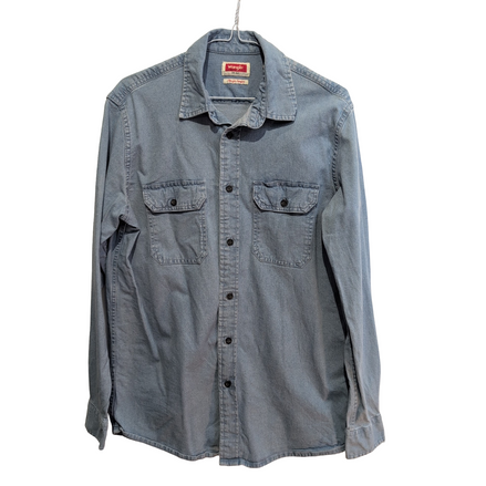Chemise Wrangler stretch bleu effet jean 2 poches taille S manches longues #211e