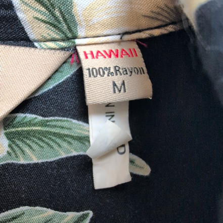 Chemise hawaïenne Sunny Island M noire fleurie 100% rayonne Hawaï
