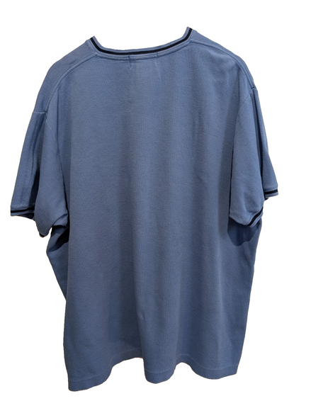 T-shirt Polo Ralph Lauren XL bleu ciel col V coton épais logo brodé