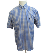 Chemise Ralph Lauren Blake M Bleu Blanc Carreaux Manches Courtes
