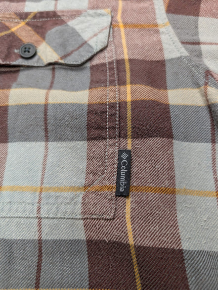 🏔️ Chemise COLUMBIA Taille L Flanelle Outdoor Carreaux Marron 2 poches