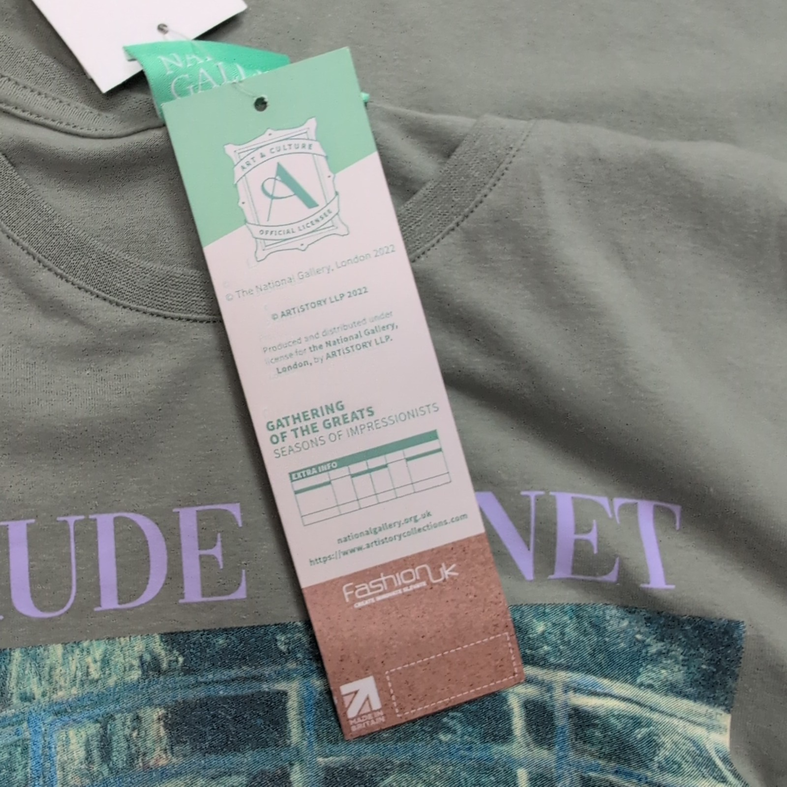 T-shirt Artistory Claude Monet The Water Lily Pond Kaki Taille S Neuf étiquette