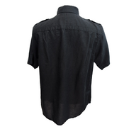 Chemise Sean John M Noire Lin Coton 2 Poches Manches Courtes