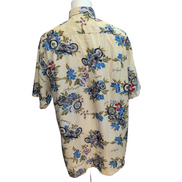 Chemise Hawaïenne East Island Surf XL Jaune Moto Feuillage Boutons Bois