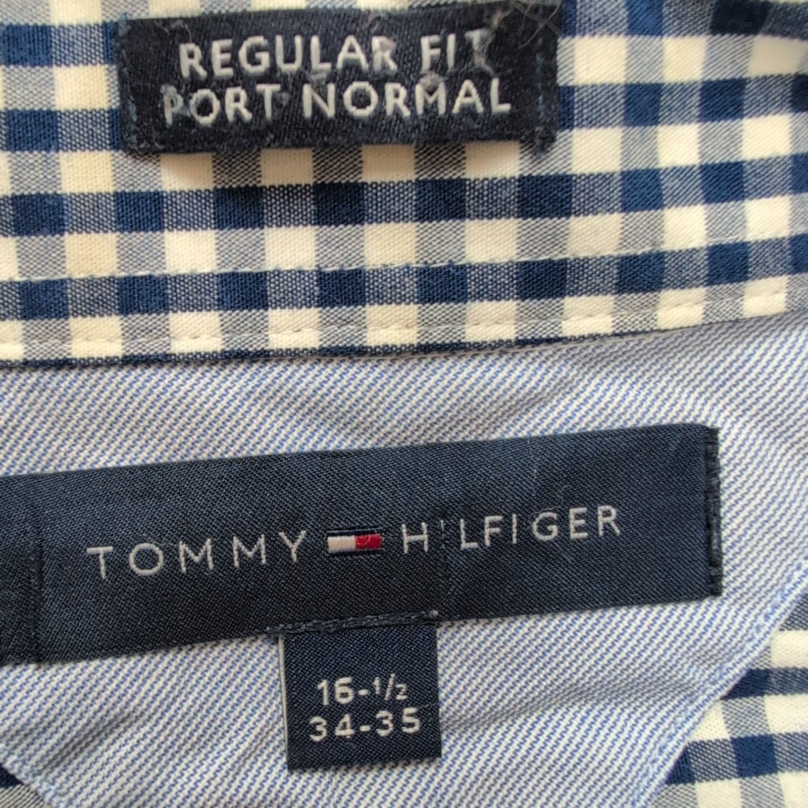 Chemise Tommy Hilfiger à Petits Carreaux Bleu Marine et Blanc 1 Poche - Taille L