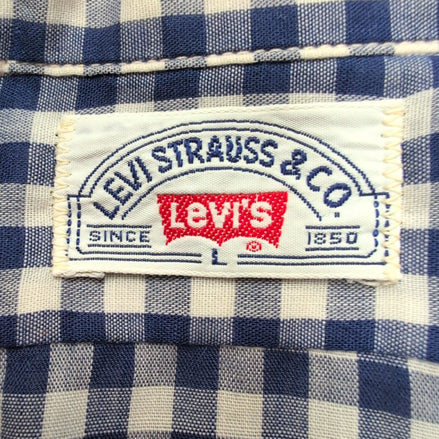 Chemise Levi's western vintage L bleu carreaux col pointu manches longues