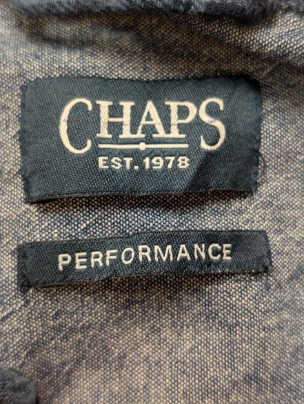 🧣 CHEMISE FLANELLE PERFORMANCE CHAPS L (G) CARREAUX BLEU 2 TONS LOGO CUIR