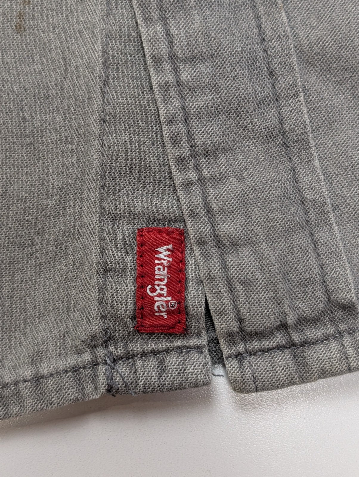 CHEMISE WRANGLER VINTAGE XL Grise Coton POCHE STYLO Workwear Ample homme