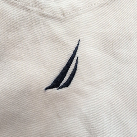 Chemise Nautica Taille L Blanc Cassé Coton Épais Logo Brodé Manches longues