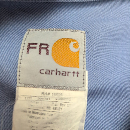 Chemise Carhartt FR 2XL 3XL HRC 2 Bleu Ciel Workwear Coupe-Feu manches longues