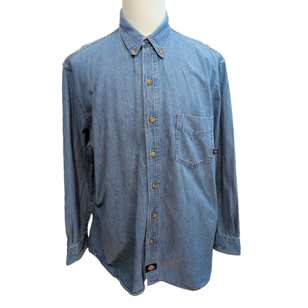 Chemise Dickies L Jean Bleu 100% Coton Poche Logo Manches Longues