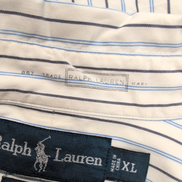Chemise Ralph Lauren XL Custom Fit Bleu Blanc Rayures Shirt Button Down Coton