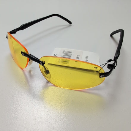 Lunettes de soleil Y2K Ovales Sans Monture Verres Jaunes Branches Noir Mat