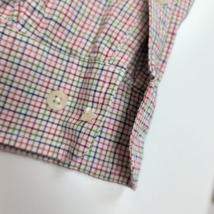 Chemise U.S. Polo Assn L Micro Carreaux Rouge Bleu Vert Coton Logo Poche