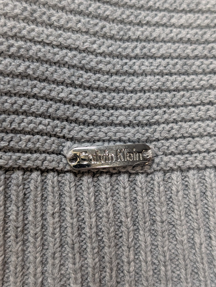 Pull Calvin Klein Col Rond Gris Clair Manches 3/4 Ficelées - Taille M