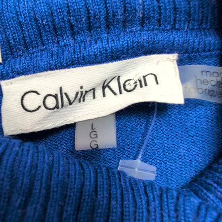 Pull fin col roulé Calvin Klein bleu et noir Femme Taille L