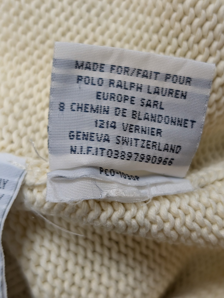 Pull Col Roulé Polo Ralph Lauren Blanc Crème Logo Blanc - Taille L