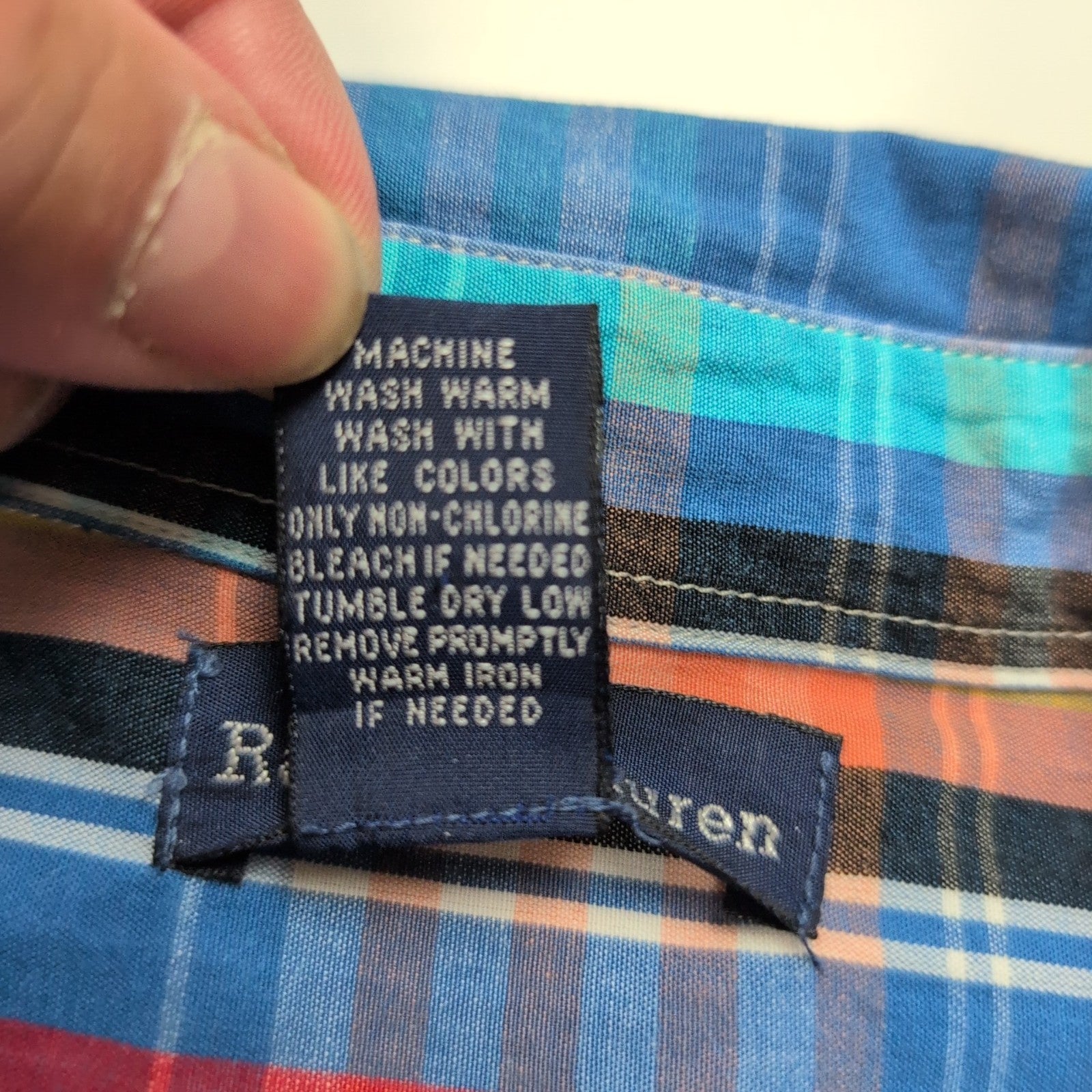 Chemise Ralph Lauren M Enfant Carreaux Bleu Multicolore Logo Vert manches longue