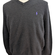 Pull Polo Ralph Lauren Noir Logo Violet - 100% Laine d'Agneau - T. XL (ajusté)