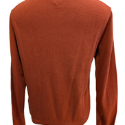 Pull Tommy Hilfiger Orange Foncé Coton & Cachemire Col V - Taille S