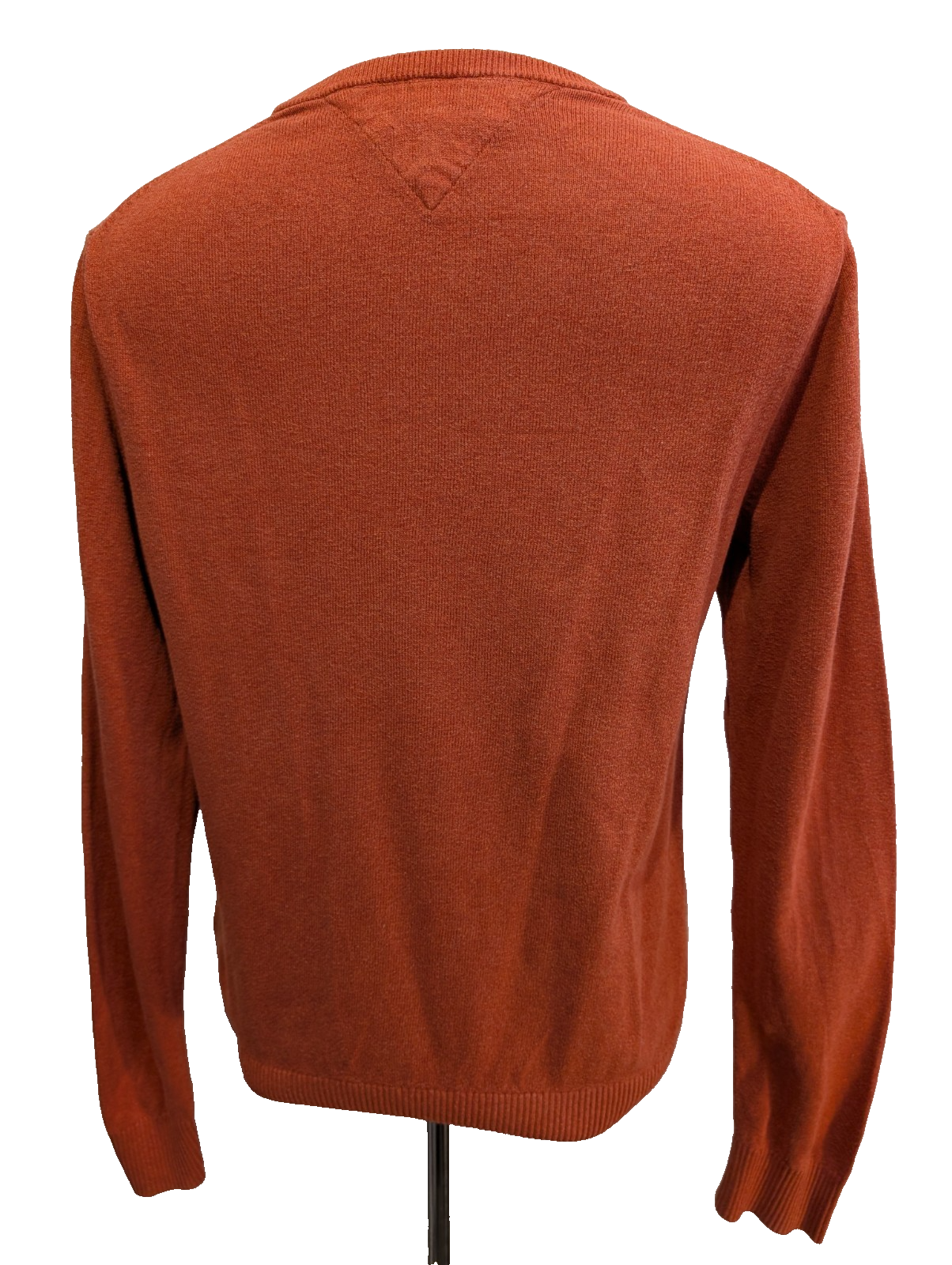 Pull Tommy Hilfiger Orange Foncé Coton & Cachemire Col V - Taille S