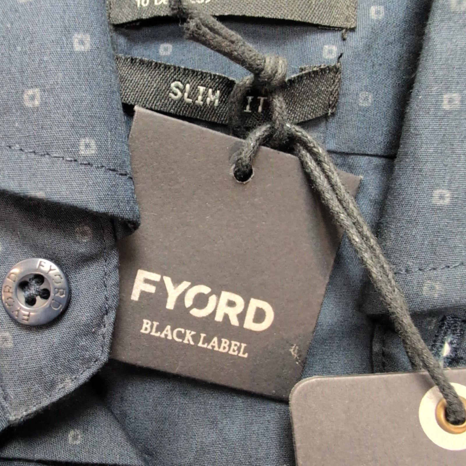 Chemise FYORD Black Label 9 S Slim Fit bleu marine motifs neuve étiquette