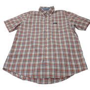 Chemise CHAPS orange manches courte à carreaux taille L 1 poche homme