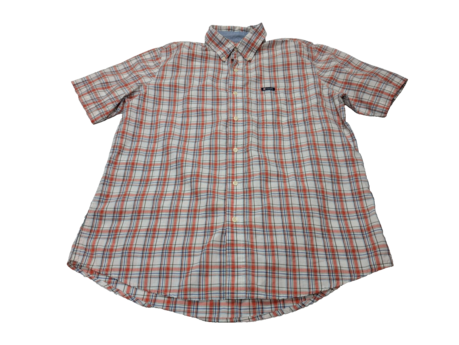 Chemise CHAPS orange manches courte à carreaux taille L 1 poche homme