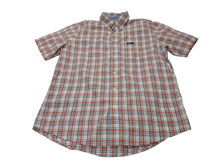 Chemise CHAPS orange manches courte à carreaux taille L 1 poche homme