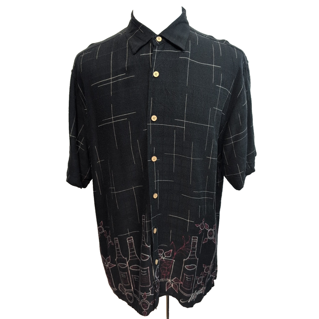 Chemise hawaïenne Havana Shirt XL noire cocktails Mojito 100% viscose