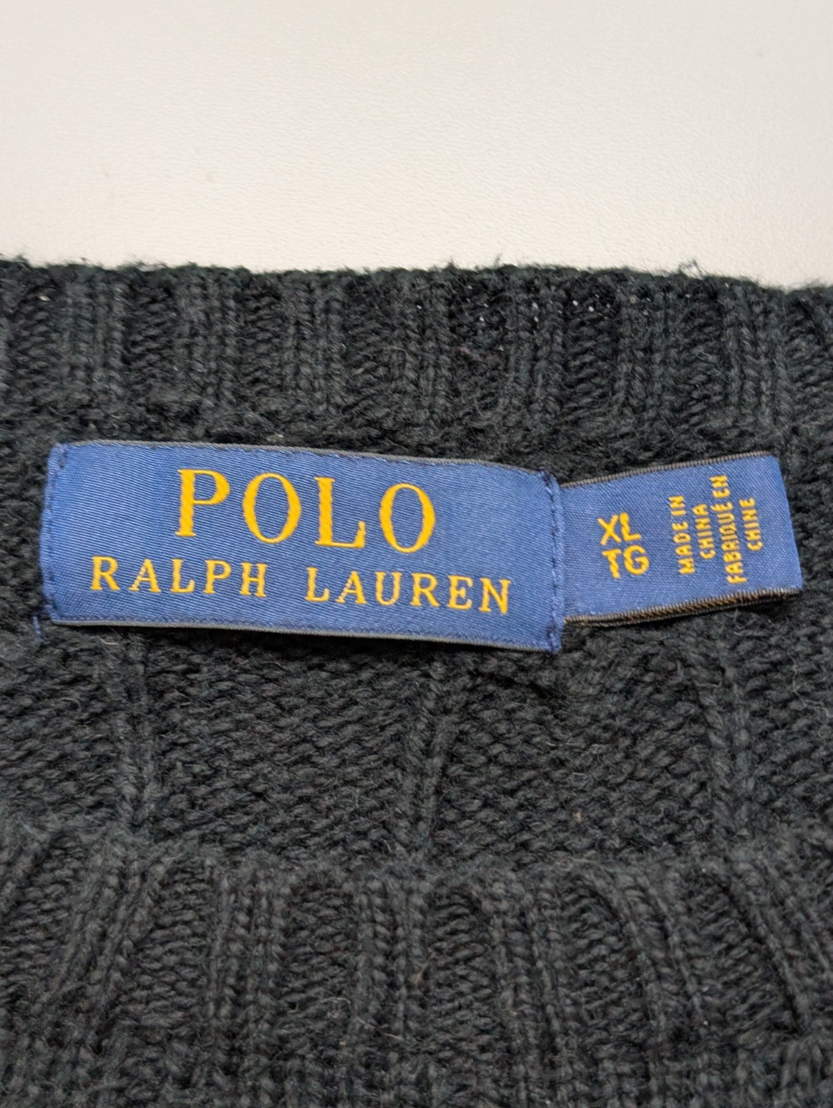 Pull Polo Ralph Lauren Torsadé Noir Logo Gris - Taille XL / XXL