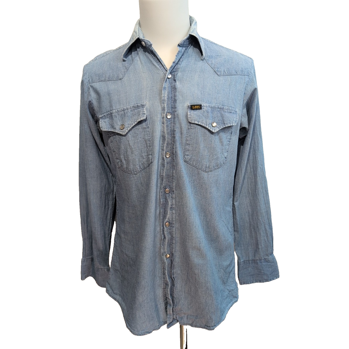 Chemise LEE Western Made in USA M L Bleu Jean Boutons Pression Coton