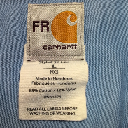 Chemise Carhartt FR L Bleu Workwear Poche Stylo Honduras manches longues